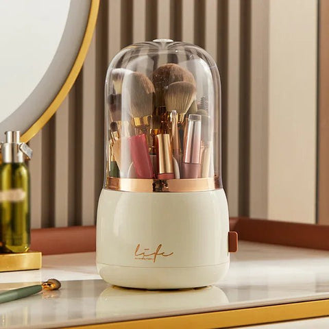 360° Rotating Makeup Brushes Holder Portable Desktop Makeup Organizer Cosmetic Storage Box Make Up Tools Jewelry Container - EveryWares