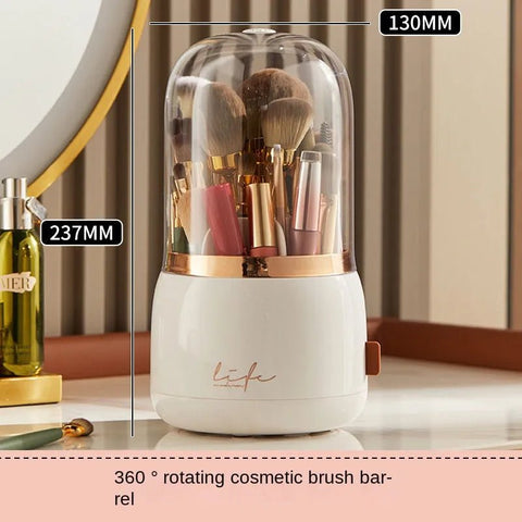 360° Rotating Makeup Brushes Holder Portable Desktop Makeup Organizer Cosmetic Storage Box Make Up Tools Jewelry Container - EveryWares