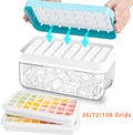 36/72/108 Grids Ice Cube Tray Plastic Ice Cube Maker Lid and Bin for Freezer - EveryWares