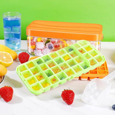 36/72/108 Grids Ice Cube Tray Plastic Ice Cube Maker Lid and Bin for Freezer - EveryWares