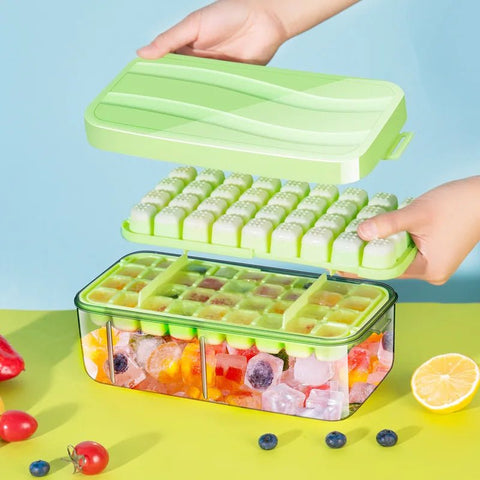 36/72/108 Grids Ice Cube Tray Plastic Ice Cube Maker Lid and Bin for Freezer - EveryWares