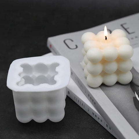 3D Cube Silicone Candle Mold DIY Crystal Epoxy Mould Small Round Ball Soap Molds Candle Making Tool Handcraft Decor Supplies - EveryWares