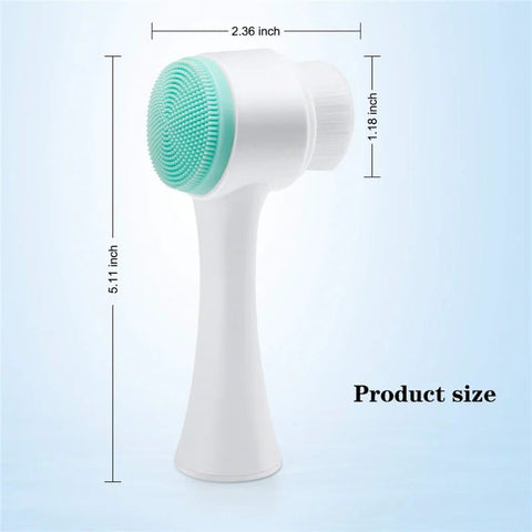 3D Double Silicone Facial Cleansing Brush Manual Massage Facial Brush Soft Bristles Exfoliator Double Sided Face Wash Brush - EveryWares