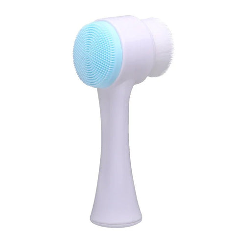 3D Double Silicone Facial Cleansing Brush Manual Massage Facial Brush Soft Bristles Exfoliator Double Sided Face Wash Brush - EveryWares