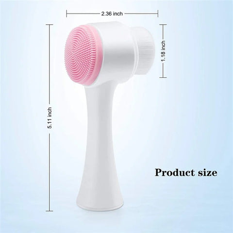 3D Double Silicone Facial Cleansing Brush Manual Massage Facial Brush Soft Bristles Exfoliator Double Sided Face Wash Brush - EveryWares