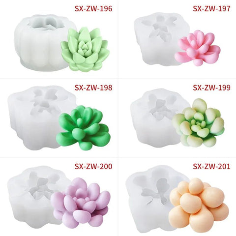 3D Silicone Candle Mold Forms Simulation Succulent Cactus Scented Candle Plant Flower Soap Aromatherapy Candle Making Mold Craft - EveryWares