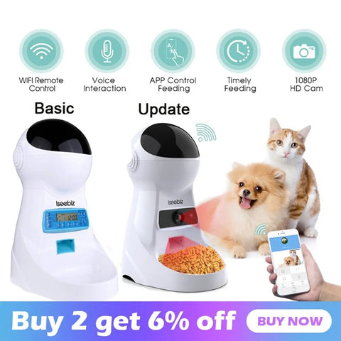 3L Automatic Pet Feeder With Voice Record Pets Food Bowl For Medium Small Dog Cat LCD Screen Dispensers 4 Times One Day - EveryWares