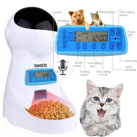 3L Automatic Pet Feeder With Voice Record Pets Food Bowl For Medium Small Dog Cat LCD Screen Dispensers 4 Times One Day - EveryWares