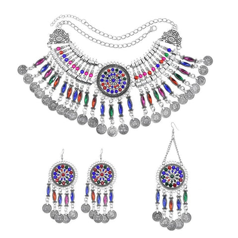 3PC Indian Afghan Jewelry Set Boho Ethnic Vintage - EveryWares