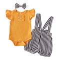 3Pcs Baby Girl Summer Clothes Set Fashion Newborn Infant Knitting Cotton Ruffles Romper Shorts Bow Headband - EveryWares