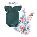 3Pcs Baby Girl Summer Clothes Set Fashion Newborn Infant Knitting Cotton Ruffles Romper Shorts Bow Headband - EveryWares