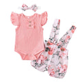 3Pcs Baby Girl Summer Clothes Set Fashion Newborn Infant Knitting Cotton Ruffles Romper Shorts Bow Headband - EveryWares