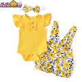 3Pcs Baby Girl Summer Clothes Set Fashion Newborn Infant Knitting Cotton Ruffles Romper Shorts Bow Headband - EveryWares