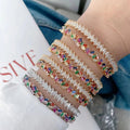 3Pcs Luxury Jewelry Gold Plated Minimalist Rainbow Cubic Zircon Bangle - EveryWares