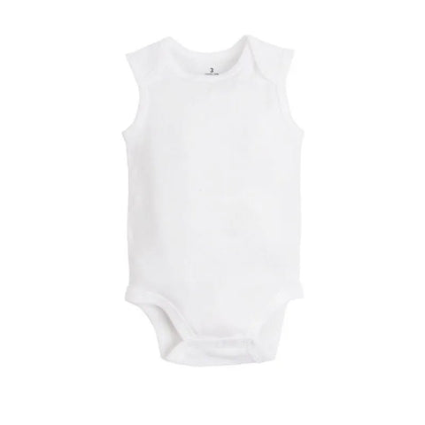 3Pcs New Fashion Baby Clothes Summer Sleeveless Newborn Baby Clothing 100% Cotton White Color Baby Bodysuits - EveryWares