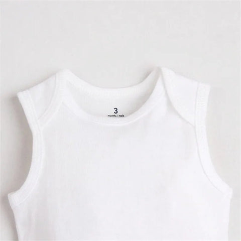 3Pcs New Fashion Baby Clothes Summer Sleeveless Newborn Baby Clothing 100% Cotton White Color Baby Bodysuits - EveryWares