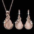 3pcs/set Jewelry Sets Women Elegant Waterdrop Rhinestone Pendant Necklace Hook Earrings Jewelry Set - EveryWares