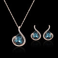 3pcs/set Jewelry Sets Women Elegant Waterdrop Rhinestone Pendant Necklace Hook Earrings Jewelry Set - EveryWares