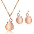 3pcs/set Jewelry Sets Women Elegant Waterdrop Rhinestone Pendant Necklace Hook Earrings Jewelry Set - EveryWares