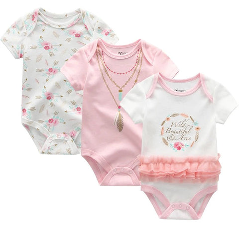 3Piece /Set Newborn Baby Clothes Summer Jumpsuit Tights Female Baby Pajamas And Baby Clothes Set - EveryWares