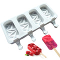 4 Cell Silicone Ice Cream Mold Ice Pop Cube Popsicle Barrel Mold Dessert Freezer Juice DIY Mould Maker Tools with Popsicle Stick - EveryWares