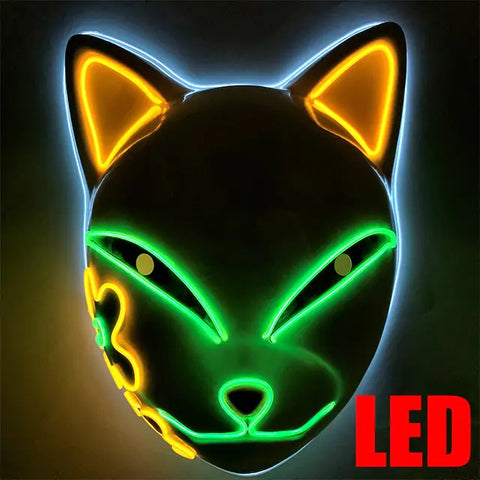 Máscara de gato con luz LED para Halloween