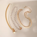 4Pcs Multilayer Imitation Pearl OT Buckle Pendant Necklace - EveryWares