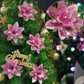 5/50pcs Glitter Artificial Christmas Flowers Tree Decoration Ornaments Xmas - EveryWares