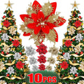 5/50pcs Glitter Artificial Christmas Flowers Tree Decoration Ornaments Xmas - EveryWares