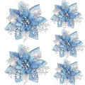 5/50pcs Glitter Artificial Christmas Flowers Tree Decoration Ornaments Xmas - EveryWares