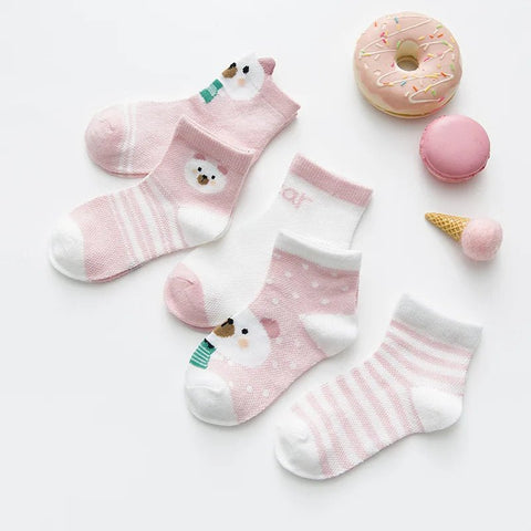 5Pairs/lot Children Socks Cotton Mesh Cute - EveryWares