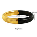 5Pcs Fashion Wide Bangles Stainless Steel Stretchy Snake Bone Hip Hop Style Gold Plated Bangles - EveryWares