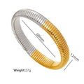 5Pcs Fashion Wide Bangles Stainless Steel Stretchy Snake Bone Hip Hop Style Gold Plated Bangles - EveryWares