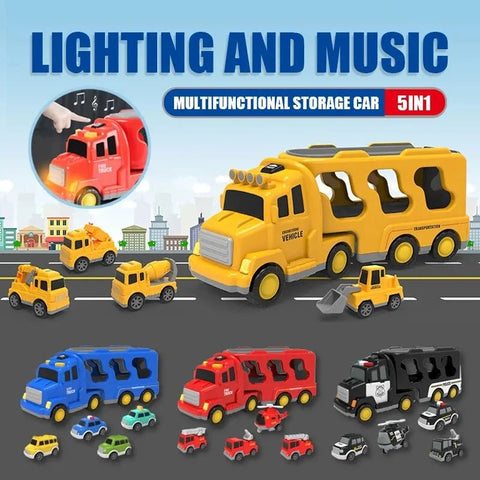 5pcs Kids Toy Construction Vehicles Transport Truck Carrier Toy Truck For Children - EveryWares