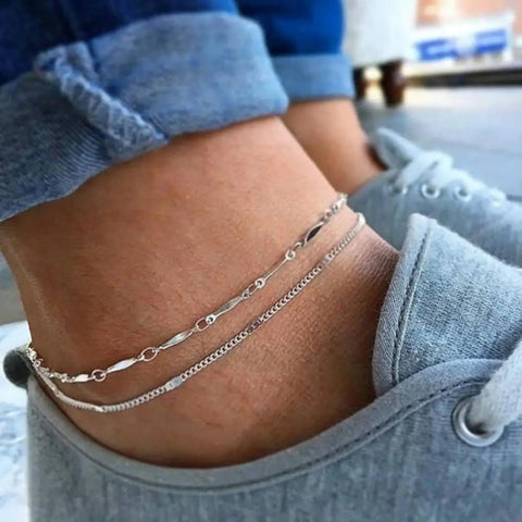 5Pcs/Set Hot Sale Silver Color Style Fashion Anklet Bracelet on The Leg - EveryWares