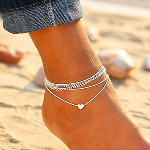 5Pcs/Set Hot Sale Silver Color Style Fashion Anklet Bracelet on The Leg - EveryWares