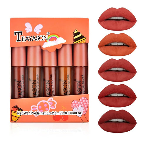 5Pcs/Set Waterproof Lipstick Sexy Vampire Lip Stick Matte Velvet Lipsticks Lips Makeup Cosmetics Labiales Matte - EveryWares