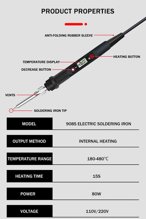 80W Digital Electric Soldering Iron Set - EveryWares