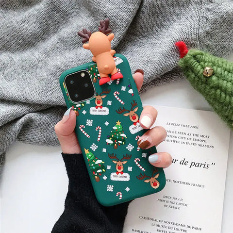 Funda de silicona para teléfono con diseño navideño