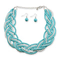 9 Strands of Interlaced Pearl Beads Necklace and Earrings Jewelry Sets - EveryWares