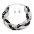 9 Strands of Interlaced Pearl Beads Necklace and Earrings Jewelry Sets - EveryWares