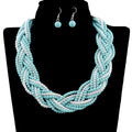 9 Strands of Interlaced Pearl Beads Necklace and Earrings Jewelry Sets - EveryWares