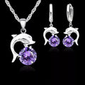 925 Sterling Silver CZ Diamond Earrings and Necklace Set - EveryWares