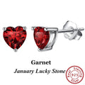 925 Sterling Silver Earrings 12 Colors Lucky Month Birthstone - EveryWares