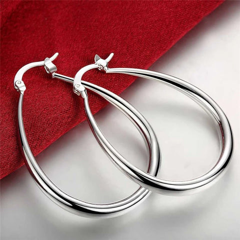 925 Sterling Silver Smooth Solid Circle U Round Hoop Earring - EveryWares