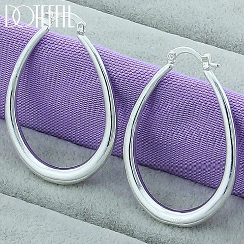 925 Sterling Silver Smooth Solid Circle U Round Hoop Earring - EveryWares