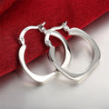 925 Sterling Silver Square/Round Hoop Earrings - EveryWares