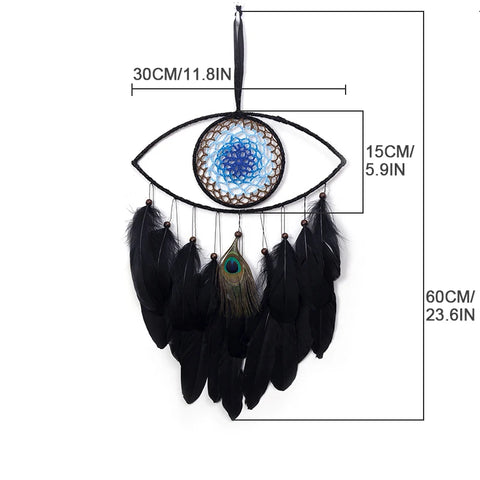 Evil Eye Dream Catcher For Bedroom With Lights Wall Hanging