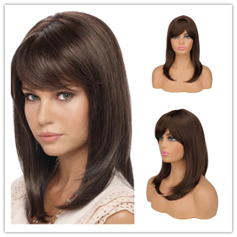 Women Wigs with Bangs Hair Synthetic Natural For Women Heat Resistant Use Daily Wigs