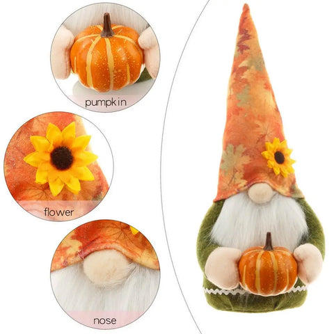 Gnomo de otoño, calabaza, calabaza, sueco, nisse, tomte, elfo, enano, adornos de peluche, decoraciones para Navidad, otoño, decoración de Acción de Gracias